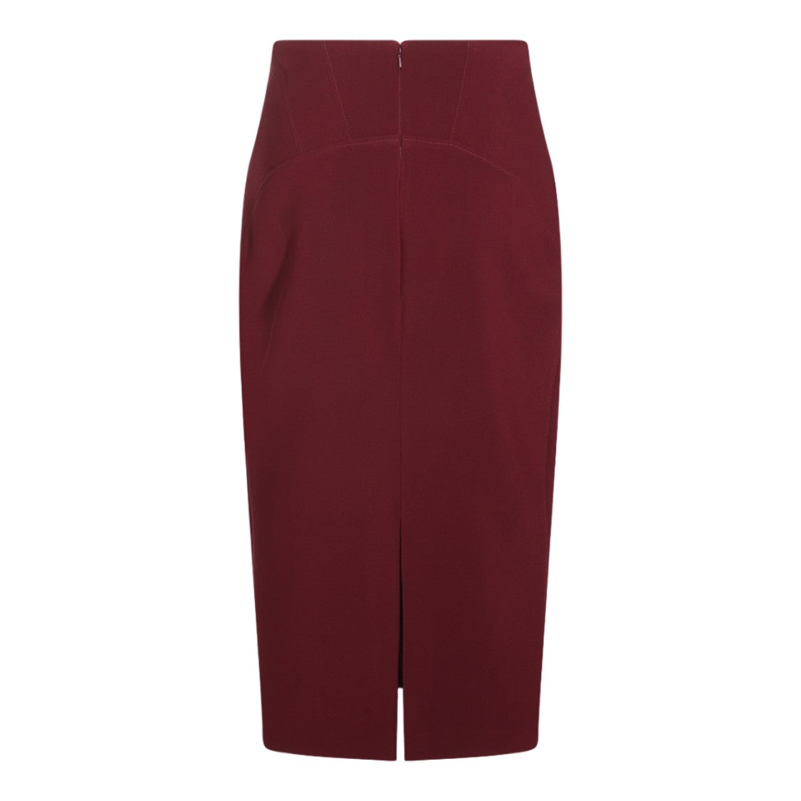Nissa Burgundy Back Slit Fitted Pencil Skirt