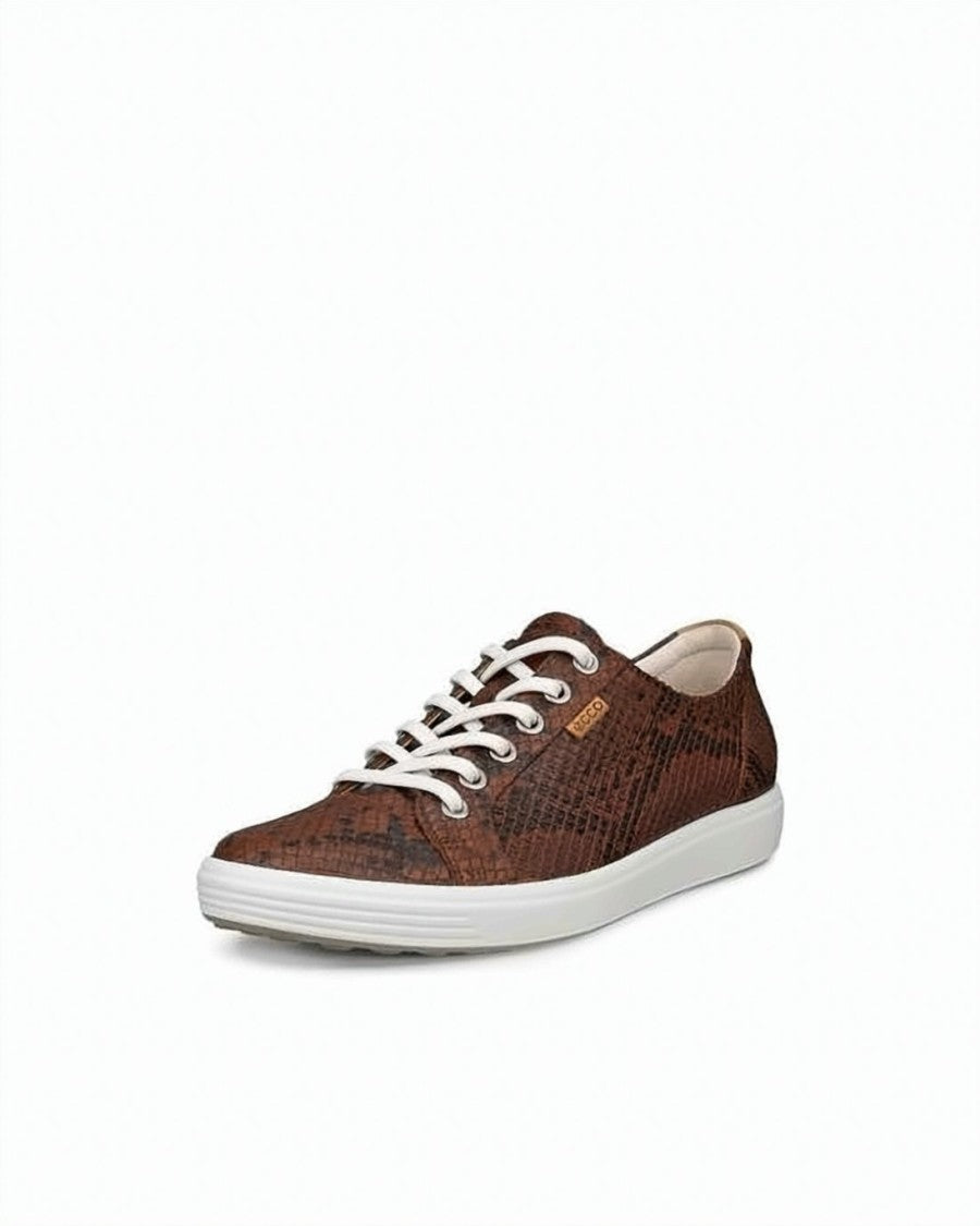 Ecco Deep Navy Leather Sneakers With Patterned Laces