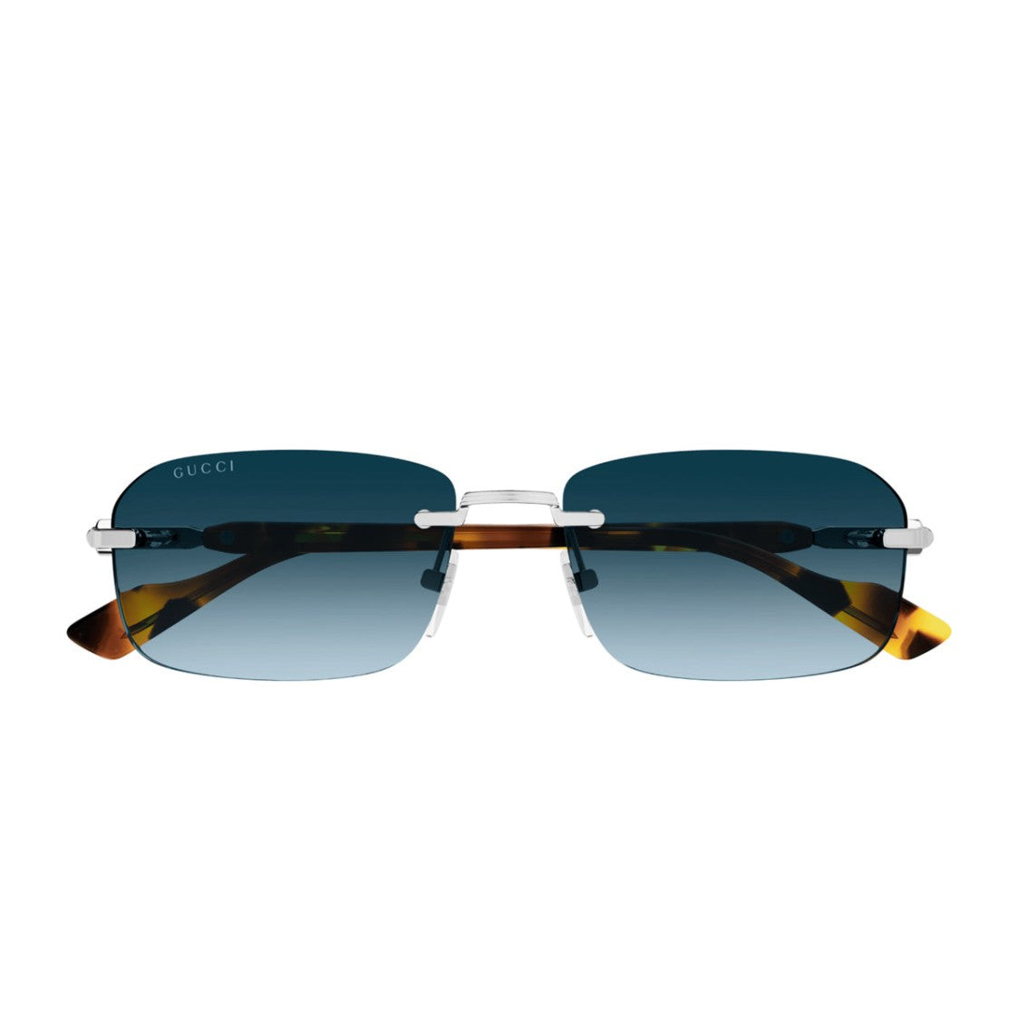 Gucci Silver Havana Linea Sign Gg1221s Rimless Rectangular Sunglasses