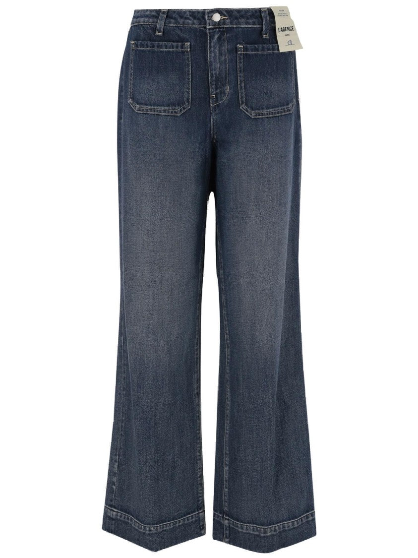 L'agence Relaxed-Fit Dark Grey Cotton Jeans With Washed Effect