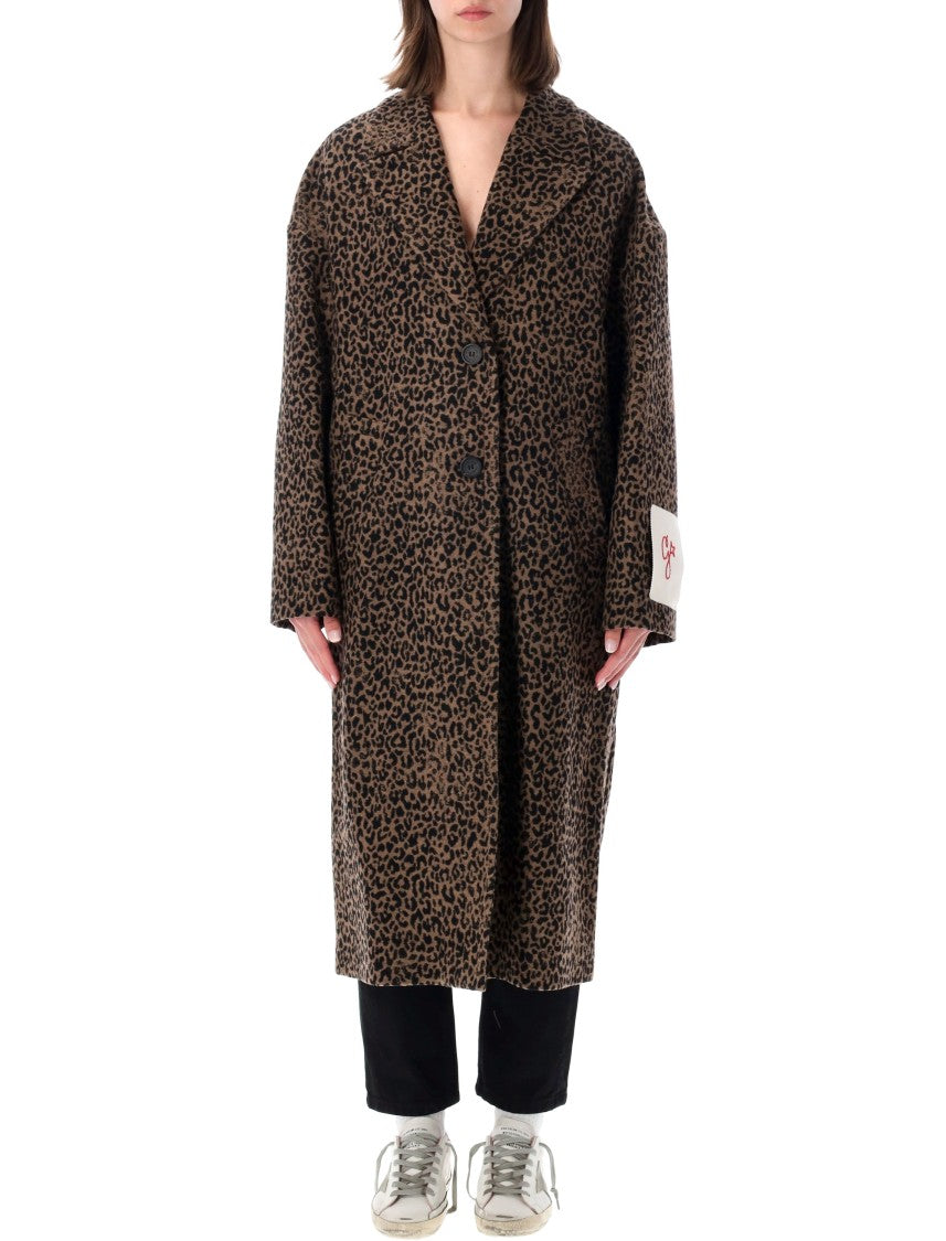 Golden Goose Leopard Print Cocoon Coat