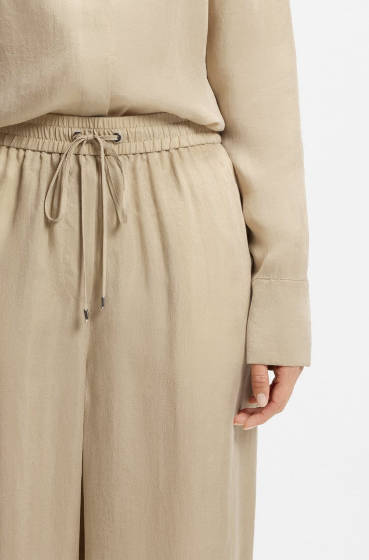 Boss Beige Trousers With Drawstring Waist And Polished Metal Details