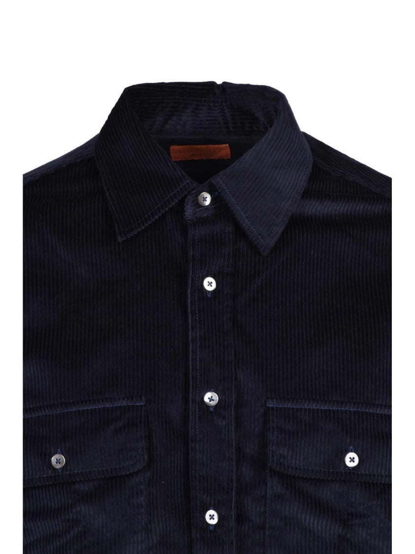 Grigio Blue Corduroy Cotton Shirt