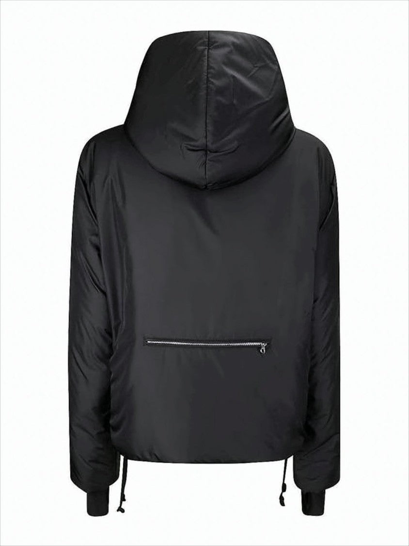 Courrèges Cropped Black Padded Jacket With High Collar