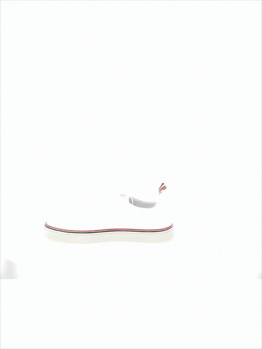 Thom Browne Low-Top Calf Leather Sneakers With Stripe Accents