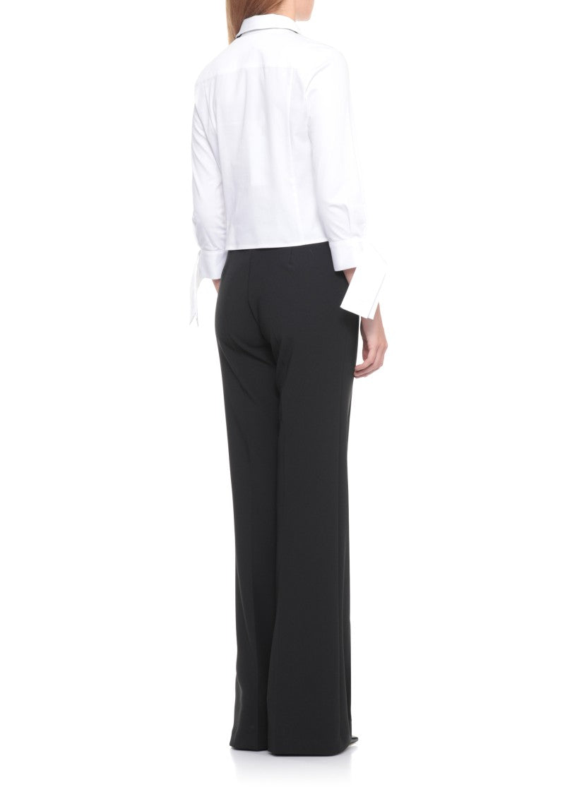 Elisabetta Franchi Crisp White Cotton Shirt With Tied Cuffs