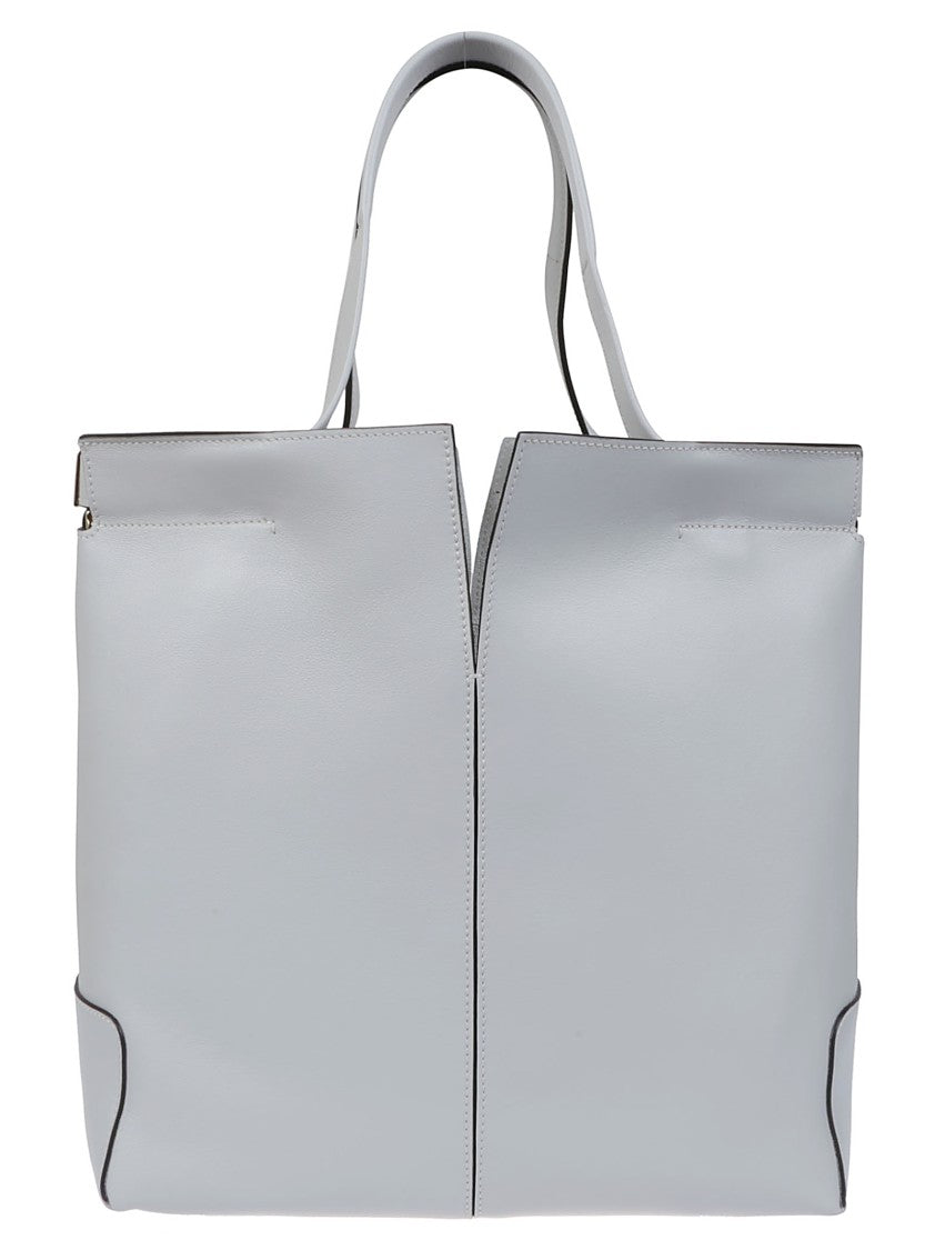 Tod's Minimalist Grey Leather Tote Bag With Structured Silhouette