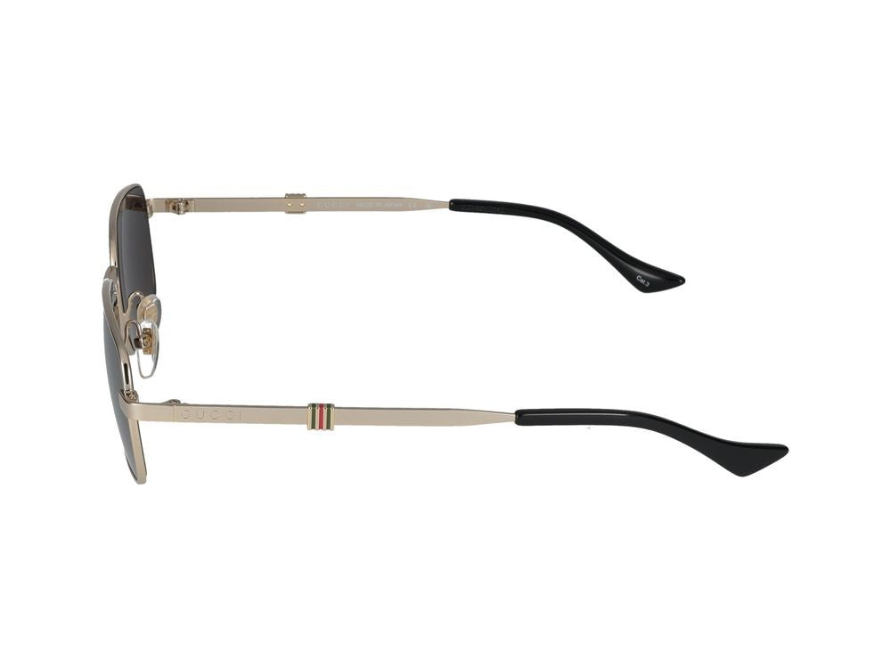 Gucci Gold Square Metal Frame Sunglasses