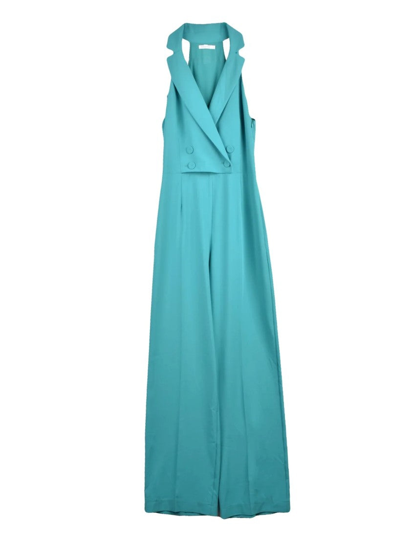 Patrizia Pepe Green Vest Neckline Wide-Leg Polyester Jumpsuit