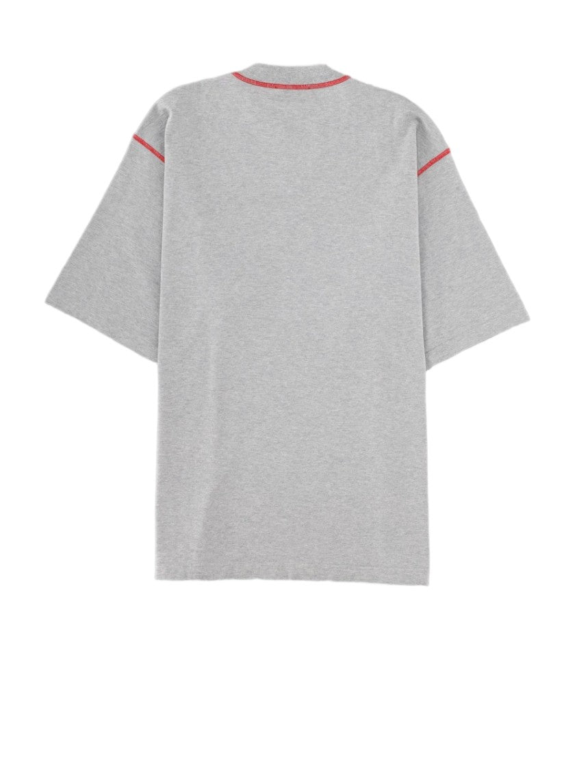 Dolce & Gabbana Embroidered Logo Cotton Red Stitching T-Shirt