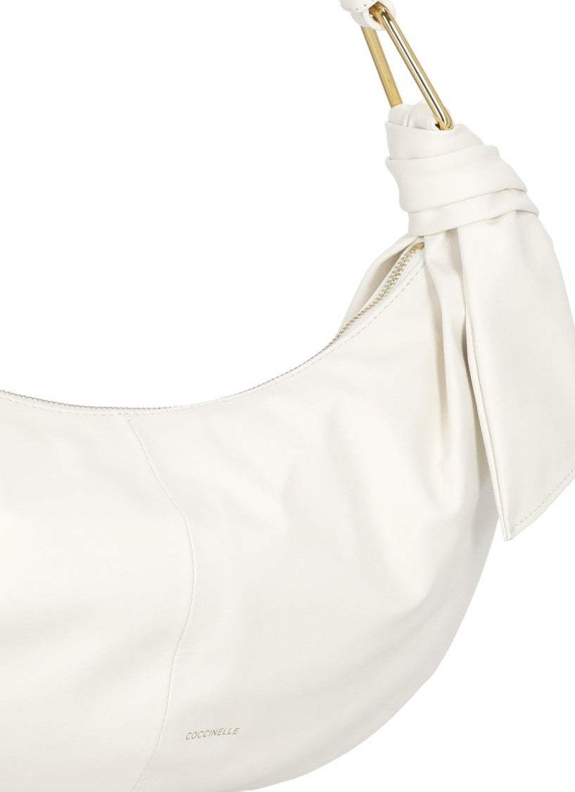 Coccinelle Crescent-Shaped Leather Shoulder Bag With Gold Hardware