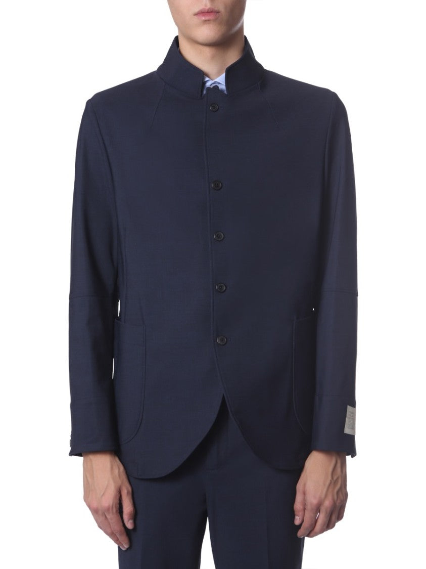 Traiano Blue Modular Jacket With High Collar