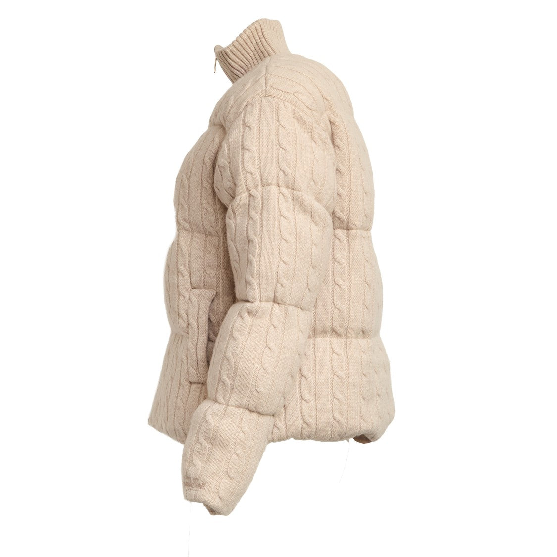 Mc2 Saint Barth Padded Bomber Jacket With Cable Knit Texture And Ribbed Collar