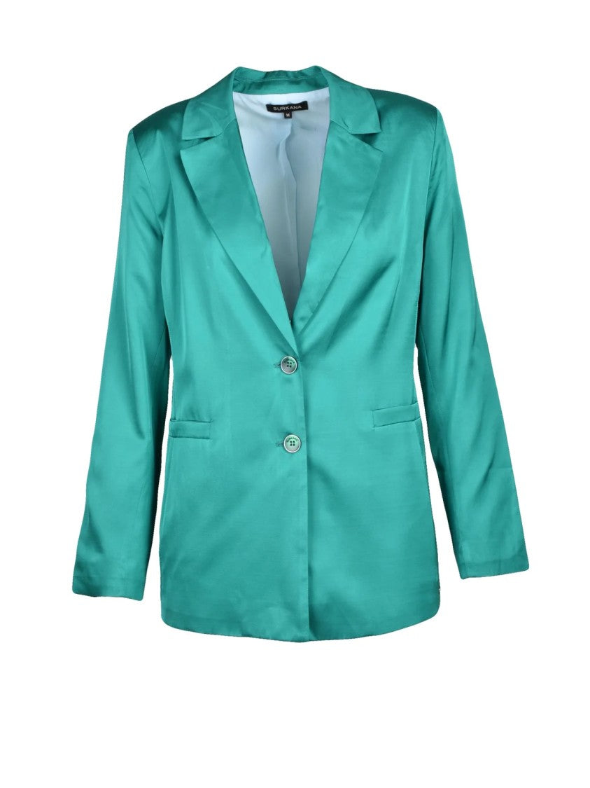 Surkana Satin-Finish Blazer Jacket With Elegant Design