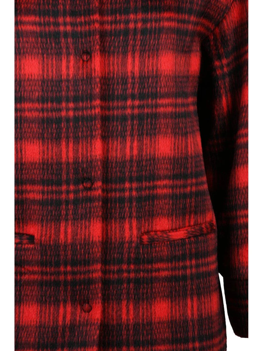 Oliver Horigamy Red-Black Virgin Wool-Blend Coat