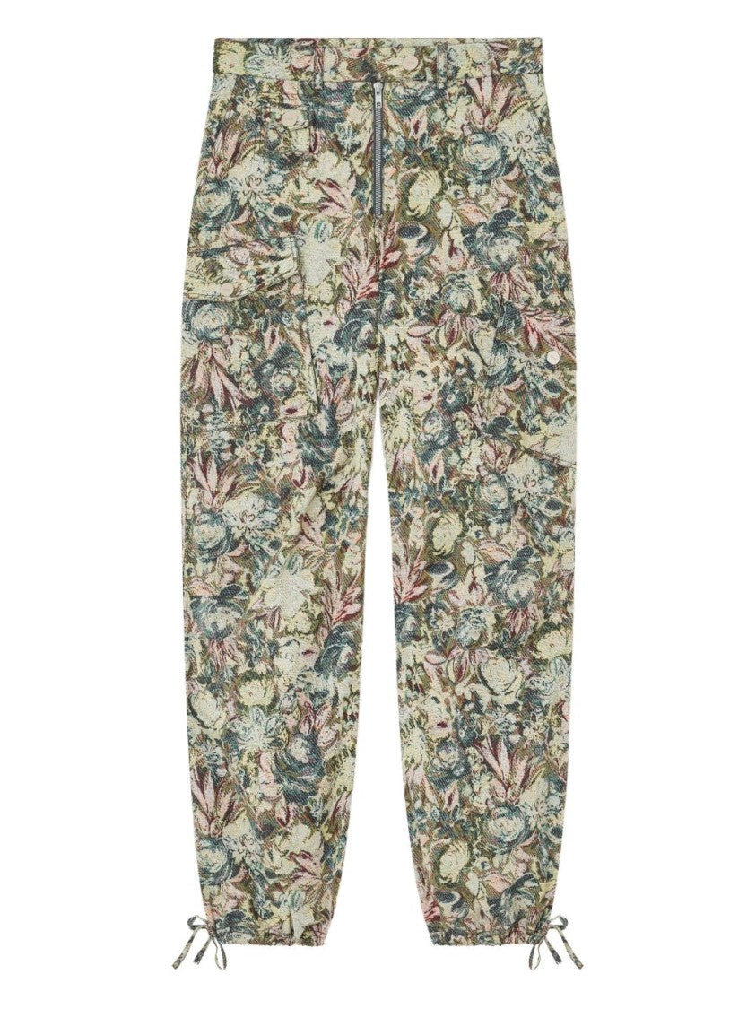 Ganni Floral Camouflage Trousers With Adjustable Cuffs