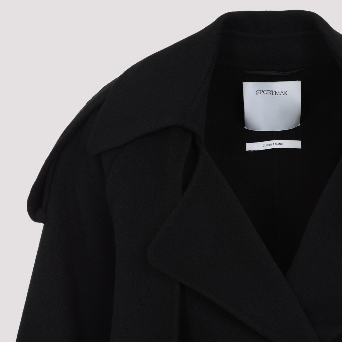 Sportmax Fiore Black Virgin Wool Coat