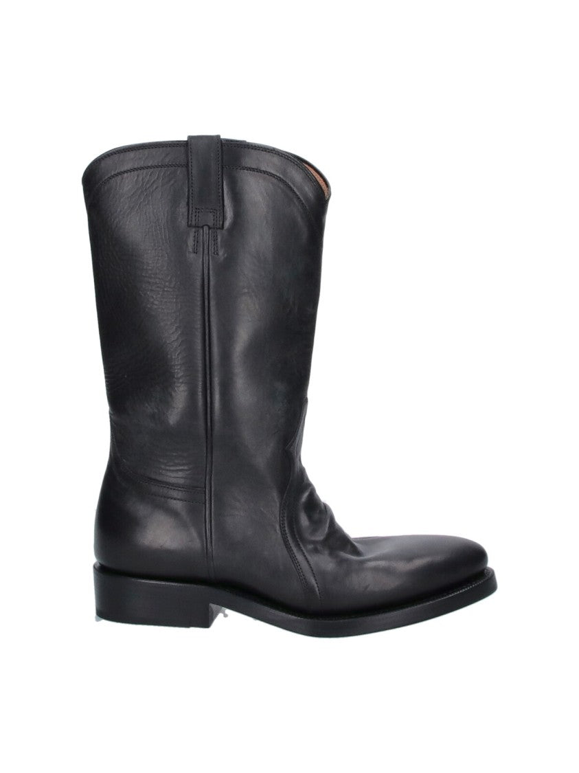 Jil Sander Mid-Calf Calf Leather Boots With Rounded Toe And Slip-On Design