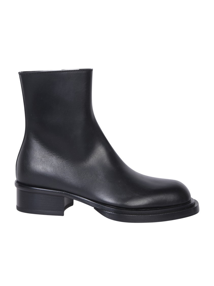 Alexander Mcqueen Black Leather Ankle Boots