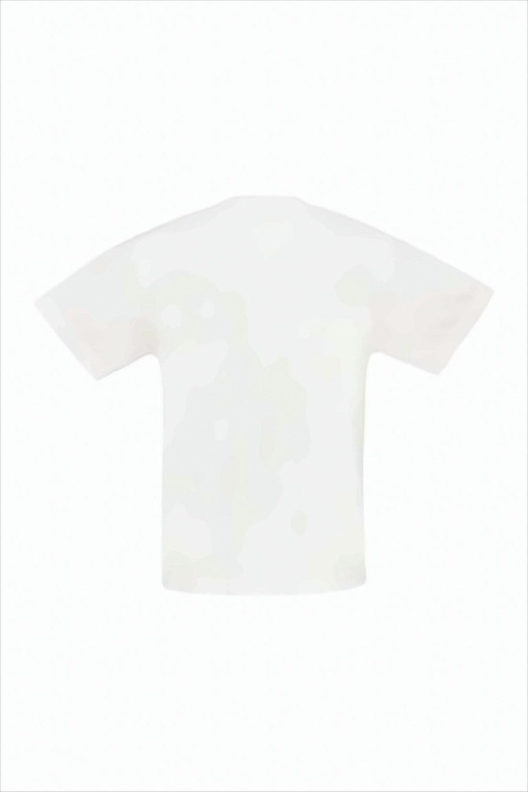 Stone Island White Cotton T-Shirt With Rectangular Patch Logo
