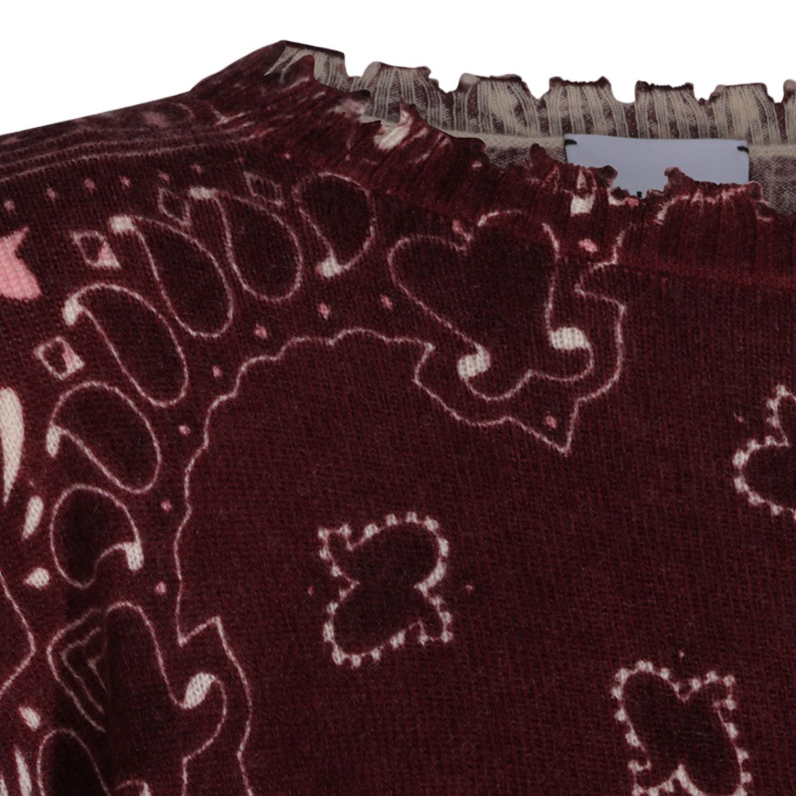 Kujiten Burgundy Sweater With Paisley And Floral Pattern
