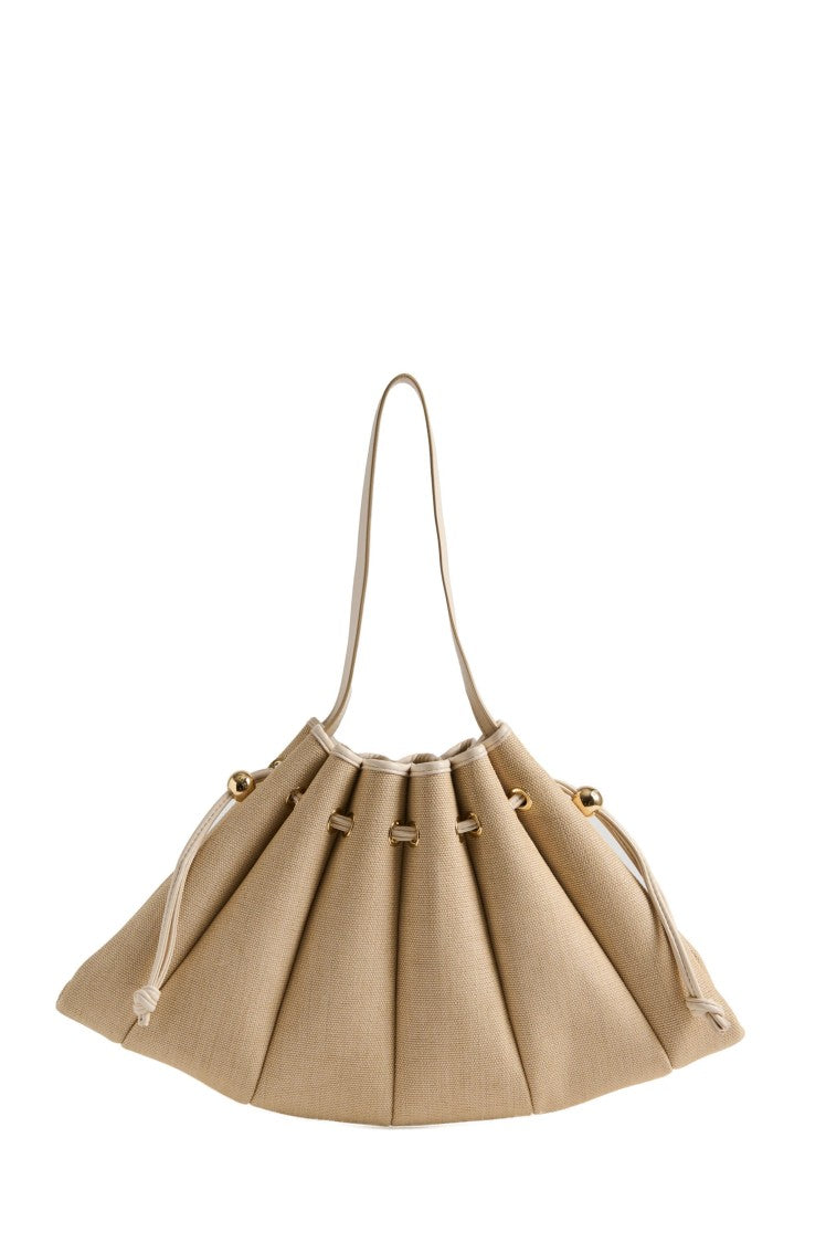 Themoirè Pleated Design Calipso Straw Bag