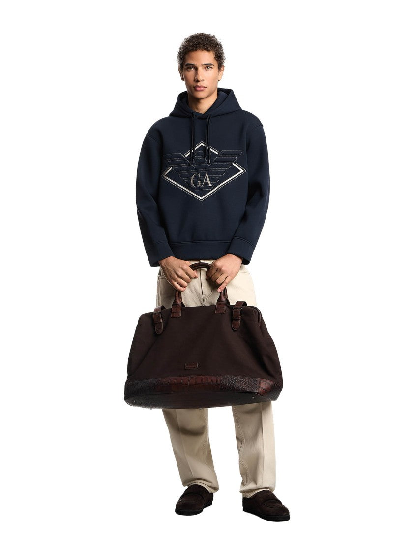 Emporio Armani Modal Fabric Hoodie With Embroidered Winged Logo