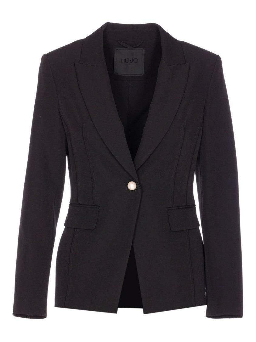 Liu Jo Structured Pearl-Button Blazer With Flap Pockets