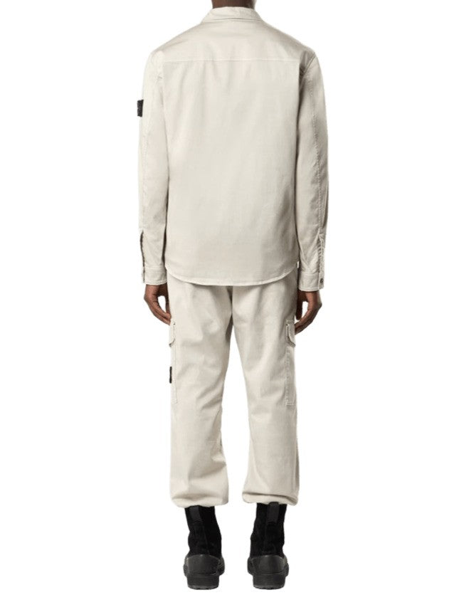 Stone Cotton Satin Stretch Overshirt
