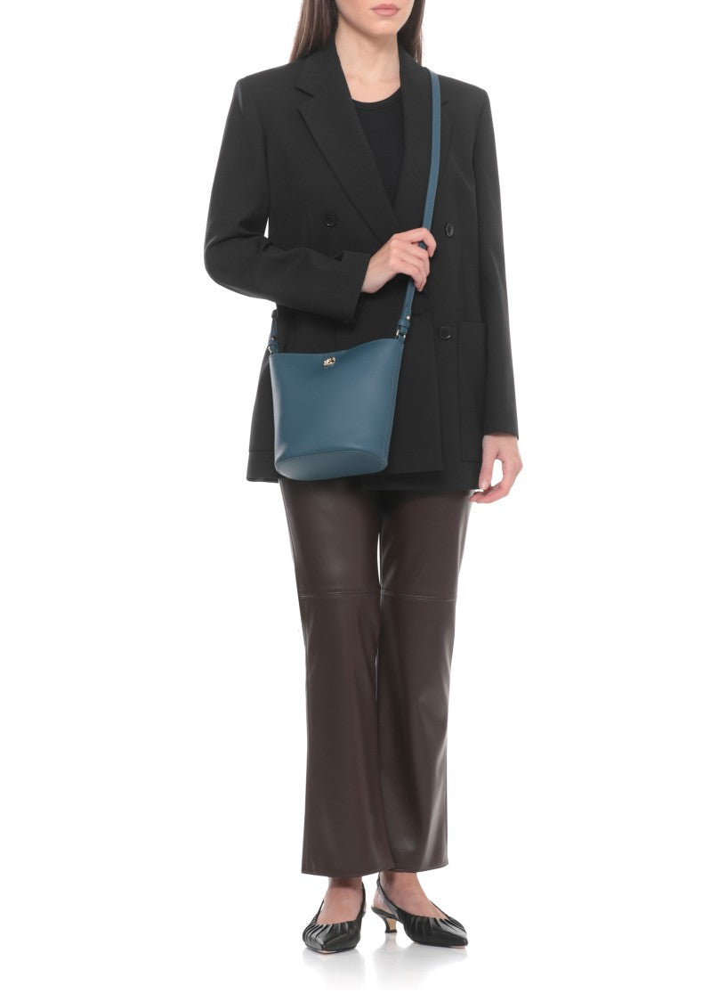 Coccinelle Compact Structured Blue Leather Nikla Mini Bag