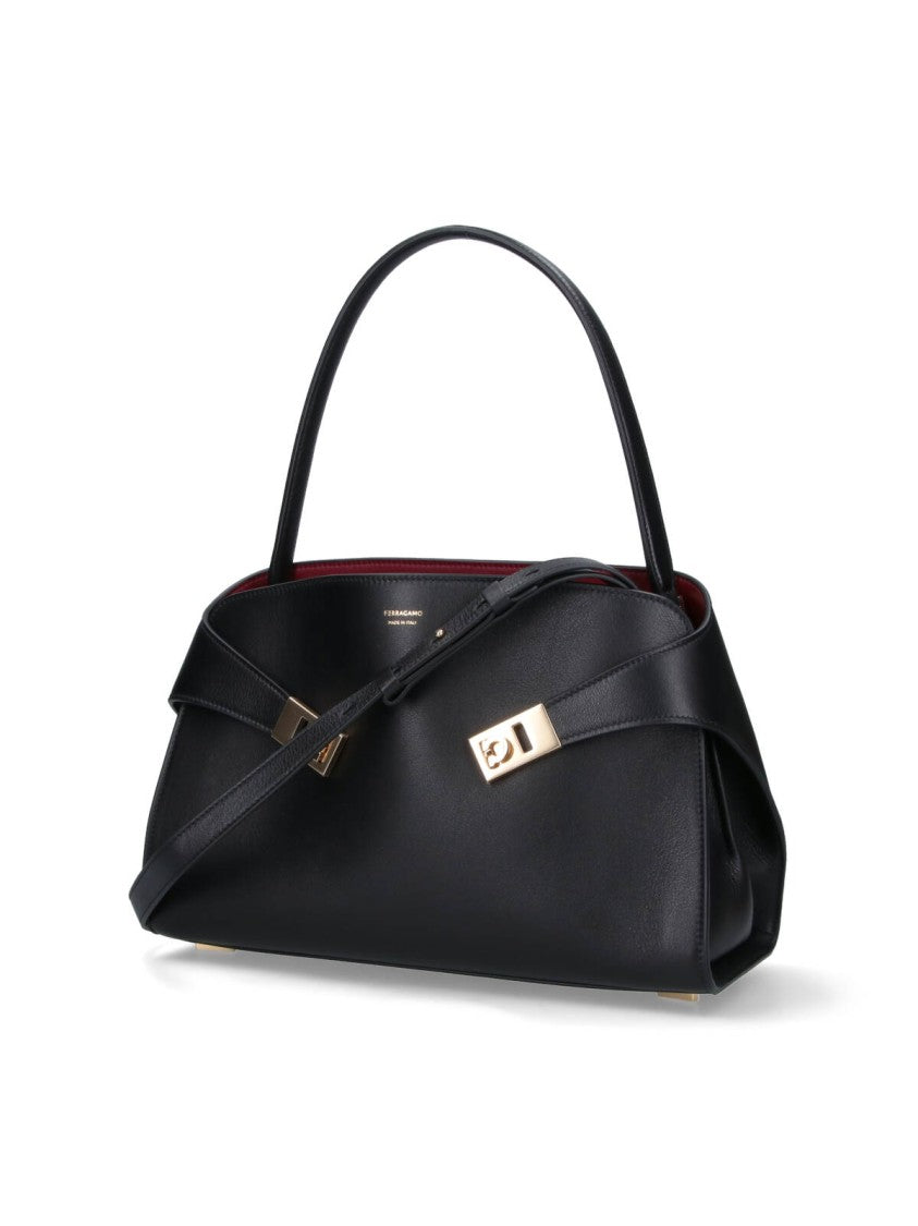 Ferragamo Black Hug Soft Calf Leather Handbag