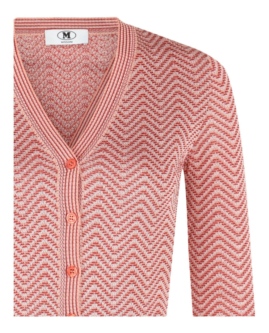 M Missoni Cropped Chevron Patterned Cardigan