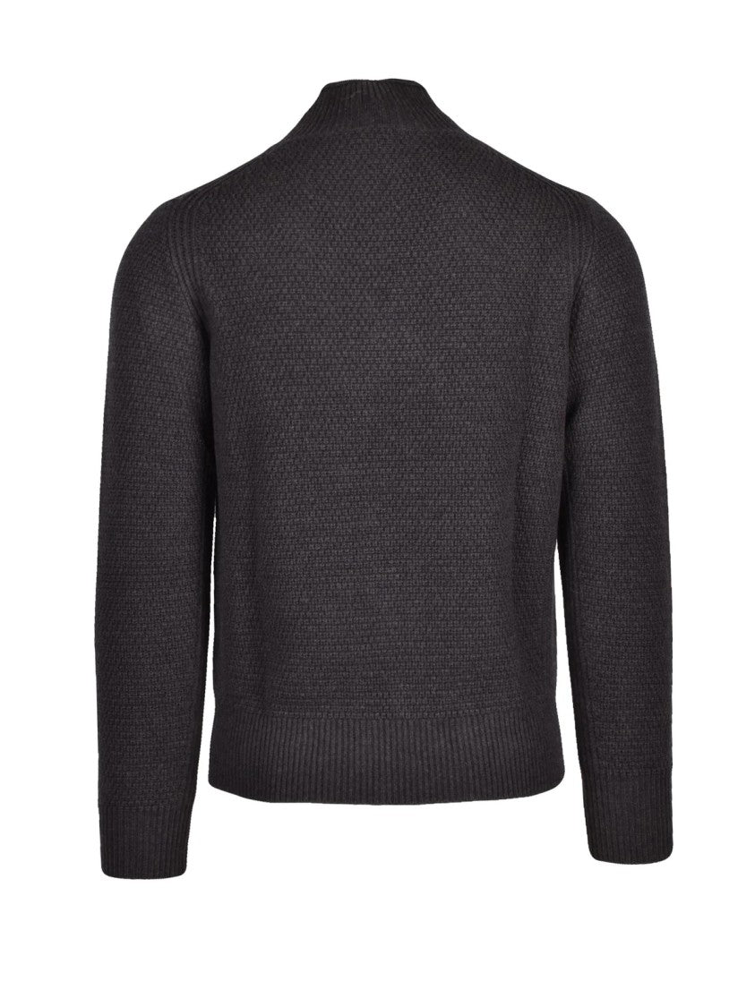 Kangra Mock Neck Knit Sweater With Textured Pattern