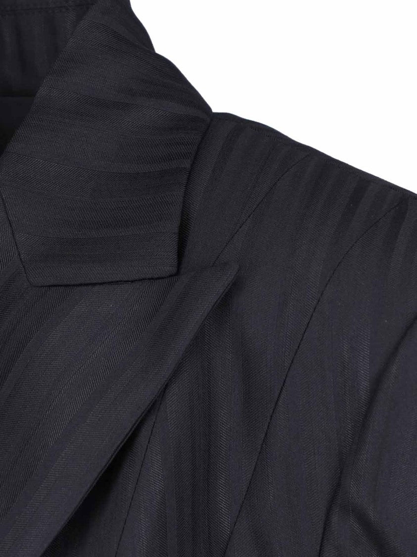 Dondup Black Virgin Wool-Blend Robe-Manteau Mini Dress