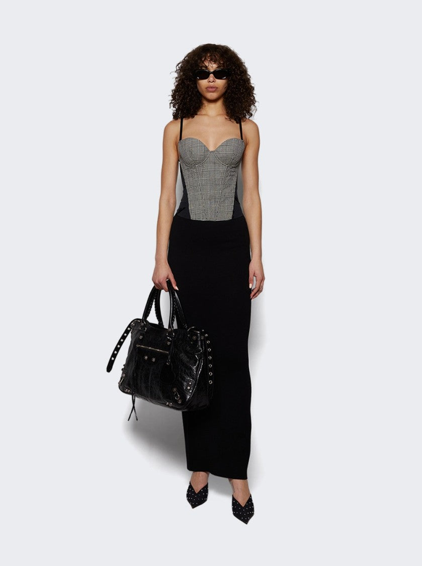 Vetements Metalized Wrinkled Corset Top Grey Check