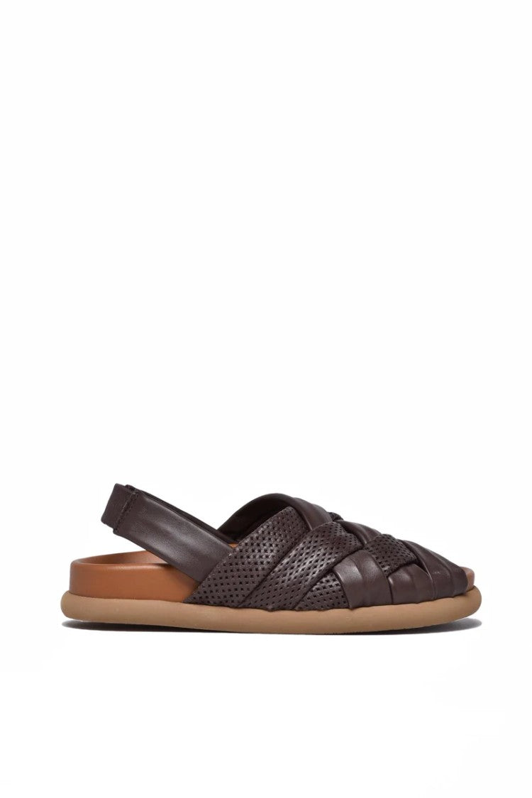 Patrizia Bonfanti Brown Woven Sandal With Handcrafted Design