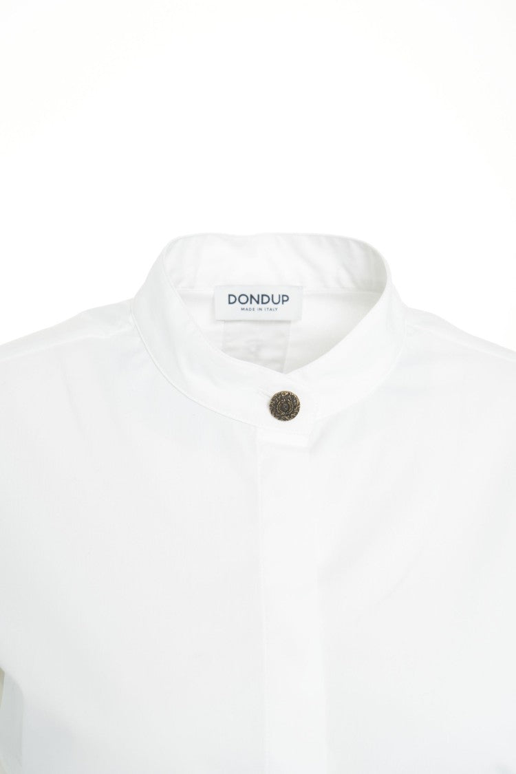 Dondup Sleek Mandarin Collar Blouse With Hidden Closure And Tailored Fit