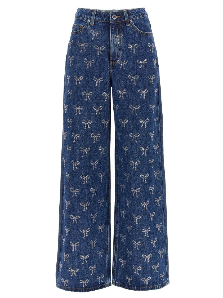 Self-Portrait 'Rhinestone Bow' Jeans