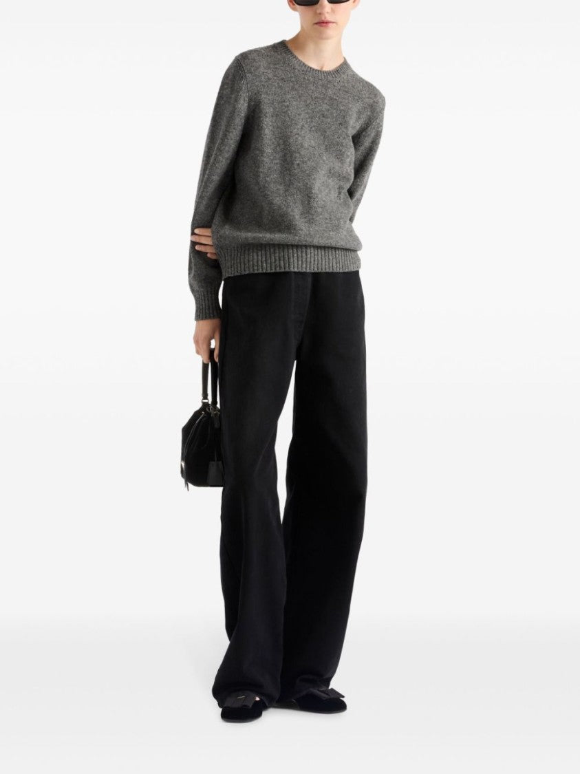 Prada High-Waisted Wide-Leg Jeans With Design