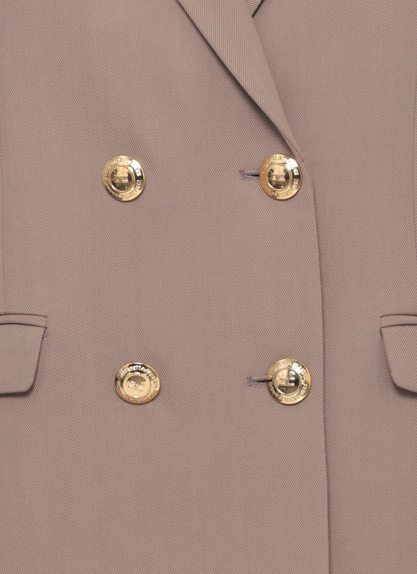Elisabetta Franchi Brown Viscose Double-Breasted Blazer