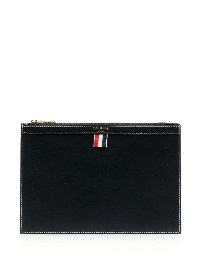 Thom Browne Navy Blue 4-Bar Calf Leather Document Holder