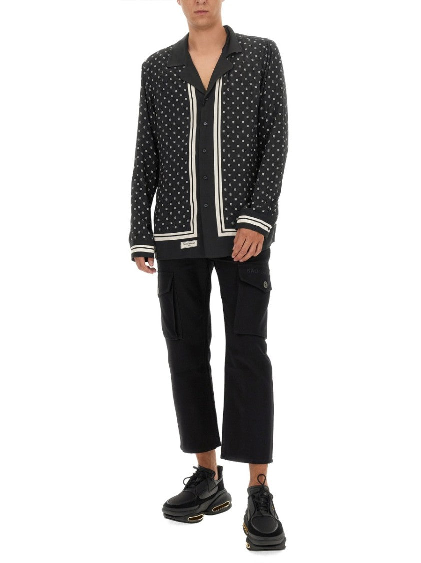 Balmain Cropped Black Cargo Pants