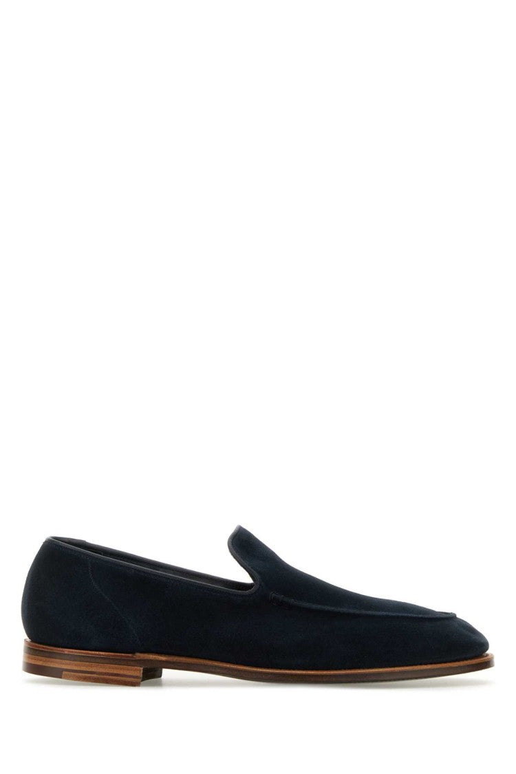 Crockett & Jones Navy Blue Suede Salcombe Loafers