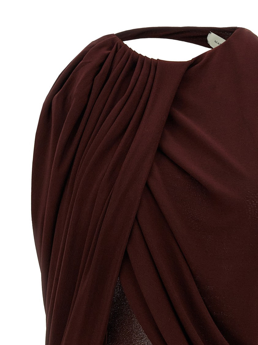 Magda Butrym Burgundy Ruffled Mini Dress With Draping
