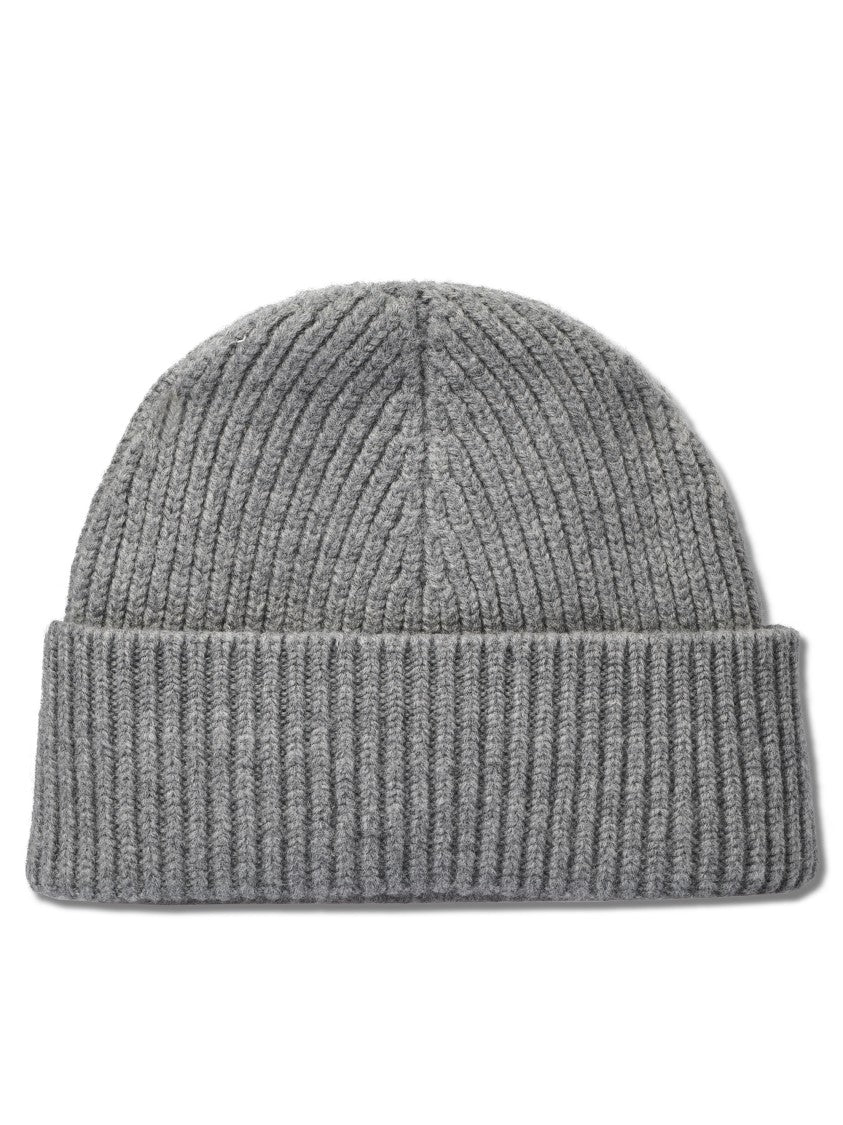 Ami Paris Grey Quota Embroidered Wool Beanie Hat