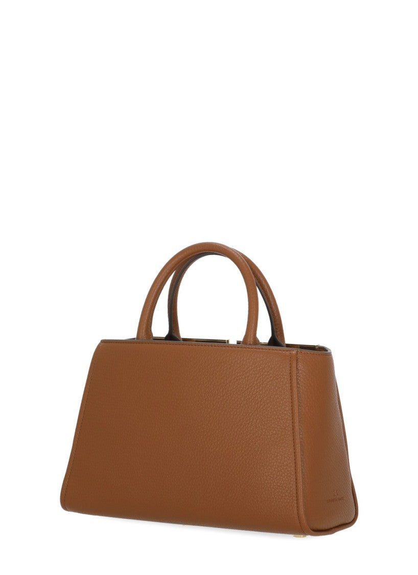 Elisabetta Franchi Textured Leather-Effect Handbag With Geometric Logo Detail