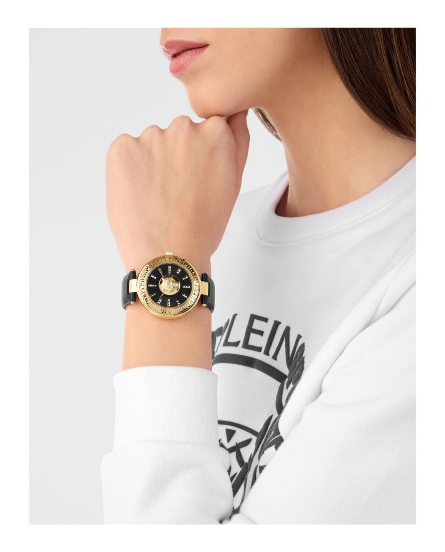 Plein Sport Opium Leather Strap Watch With Gold Case