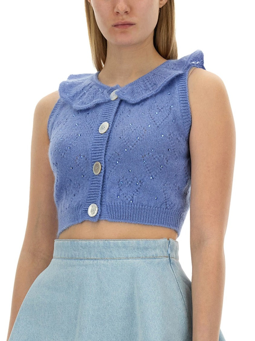 Alessandra Rich Cropped Knitted Top