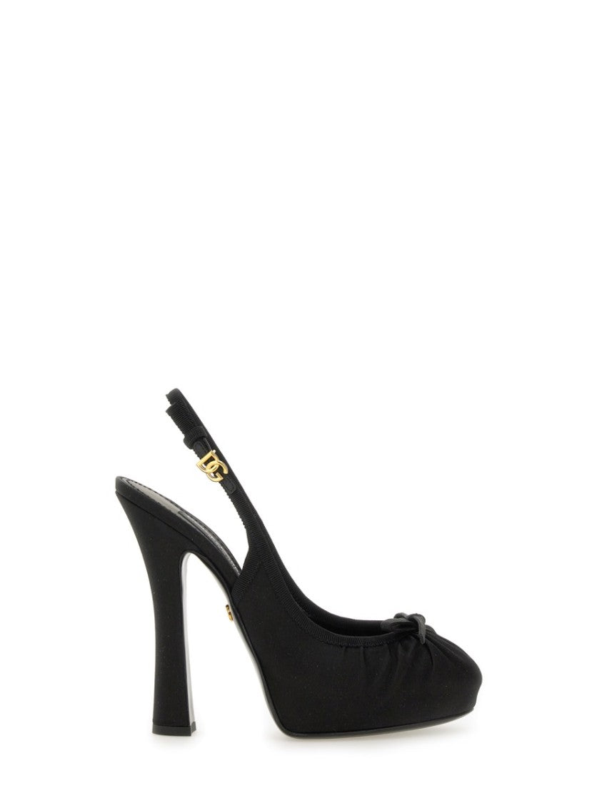 Dolce & Gabbana Satin Slingback Heels With Bow Detail