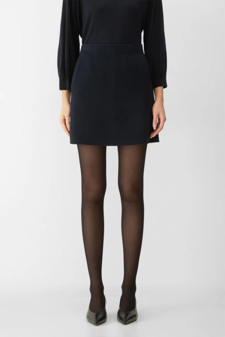 Max Mara Navy Virgin Wool A-Line Mini Skirt